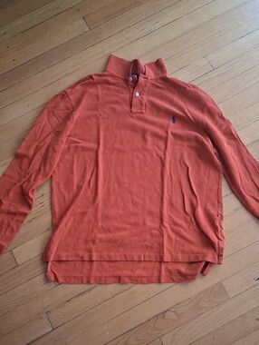 Men's Long-Sleeve Polo Shirt in Burnt Orange